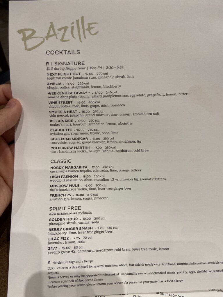 Bazille at Nordstrom Menu 4