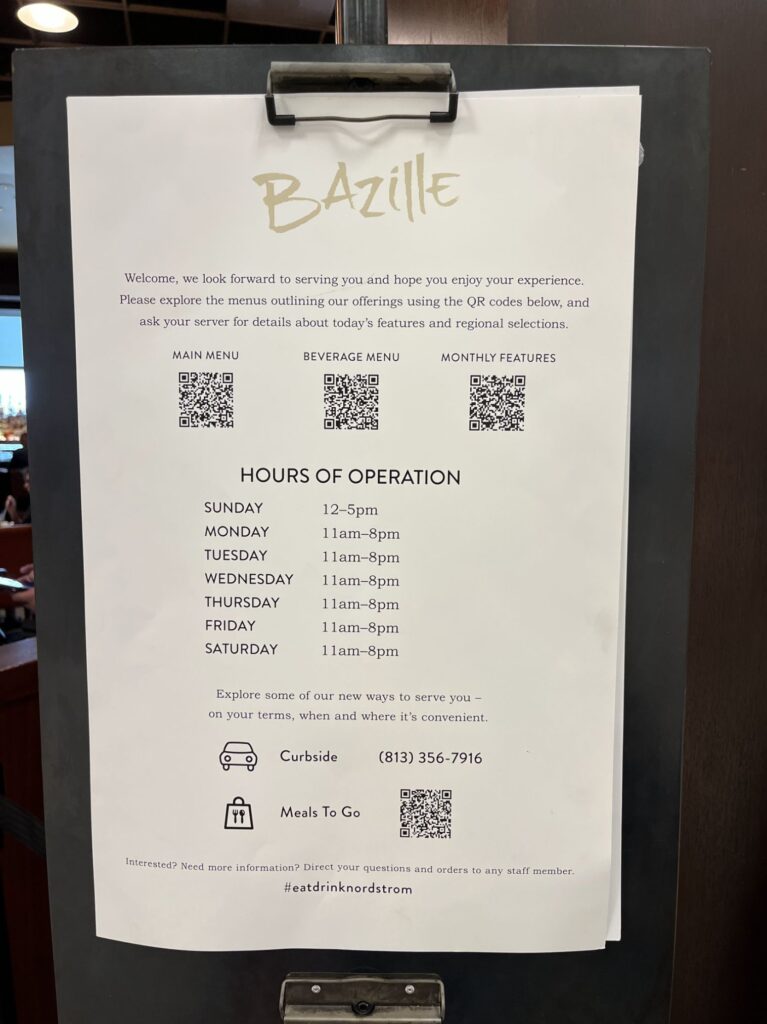Bazille at Nordstrom Menu 8